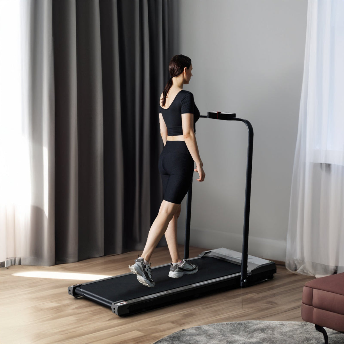 Foldable Under Desk Walking Treadmill with Armrests