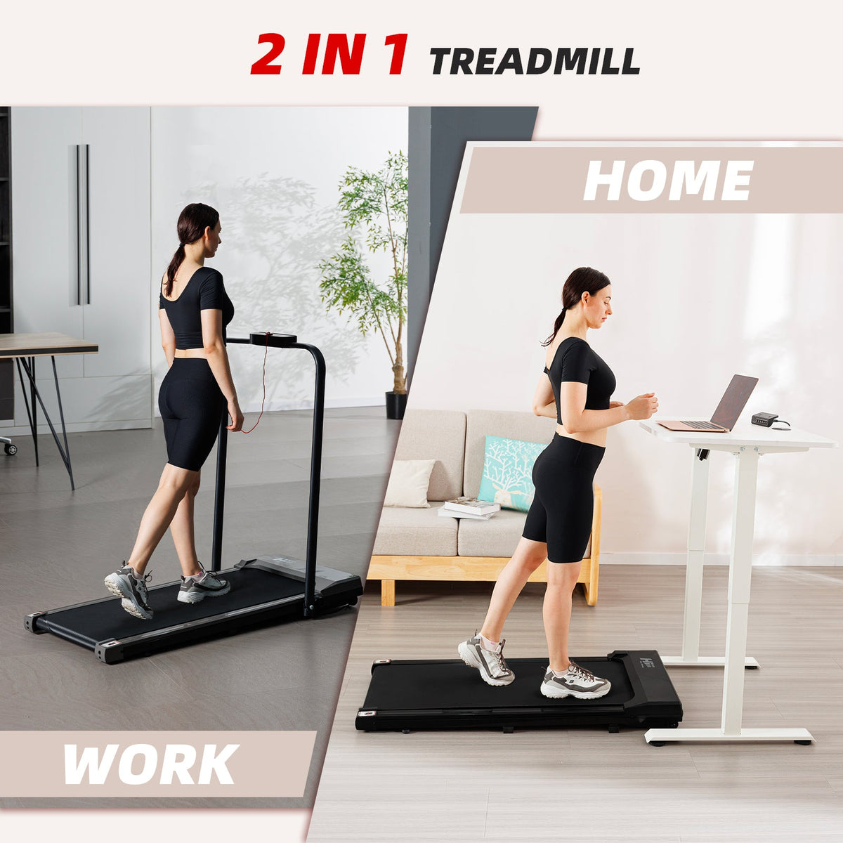 Foldable Under Desk Walking Treadmill with Armrests
