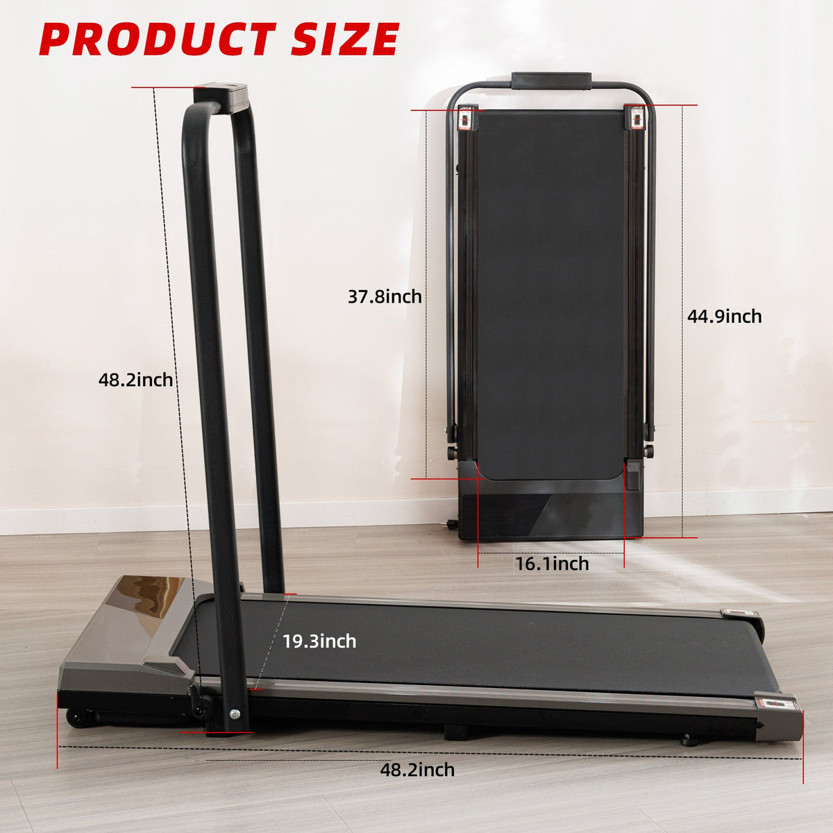 Foldable Under Desk Walking Treadmill with Armrests