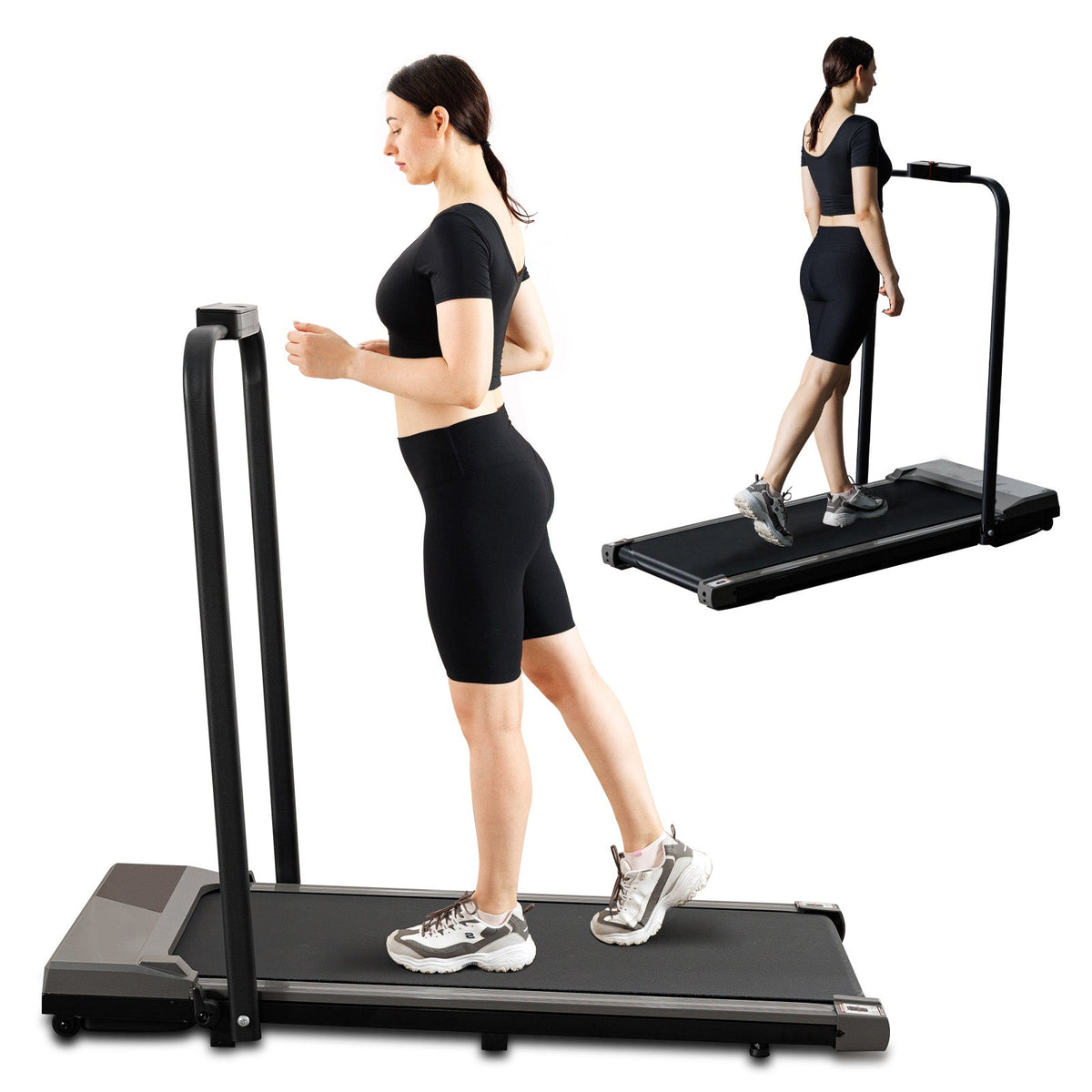 Foldable Under Desk Walking Treadmill with Armrests