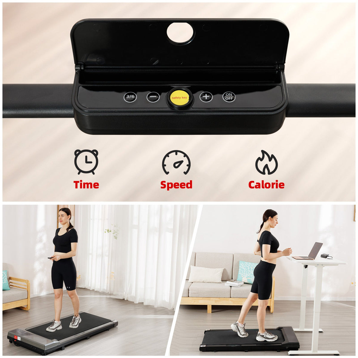 Foldable Under Desk Walking Treadmill with Armrests