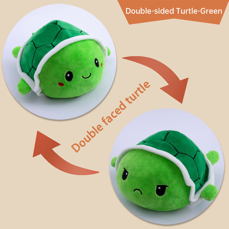 Reversible Turtle Plush Toy for Two Cute Mood Swings