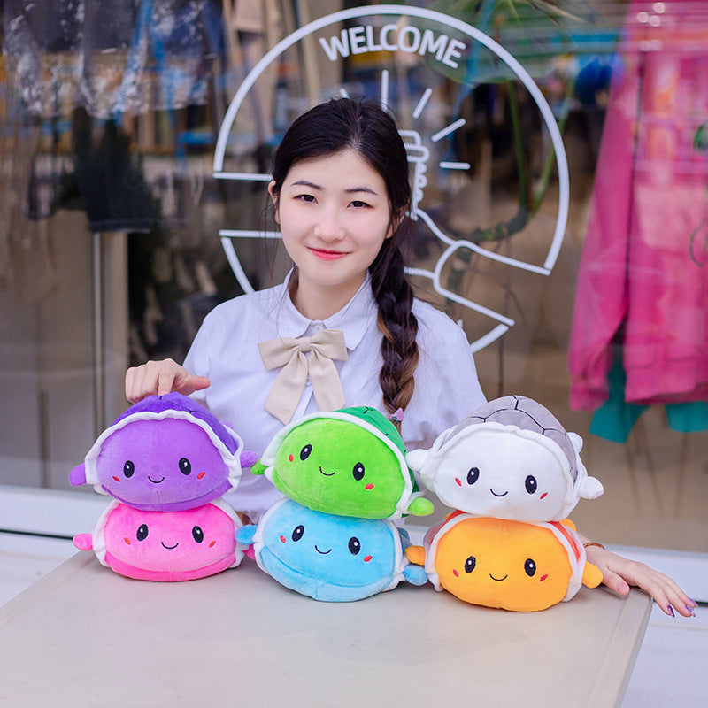 Reversible Turtle Plush Toy for Two Cute Mood Swings