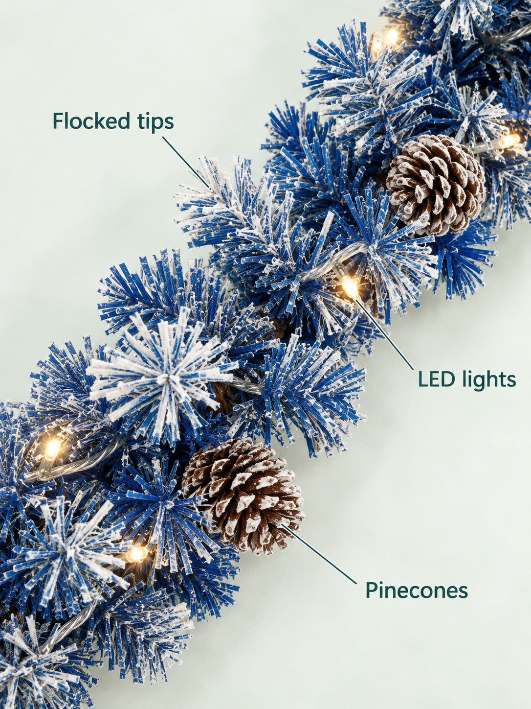 Flocked Christmas Trees with LED Lights, 4-Piece Porch Set
