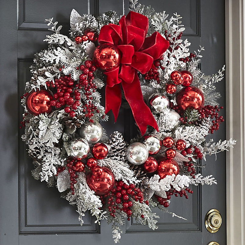 Flocked Christmas Wreath for Snowy Holiday Entryways