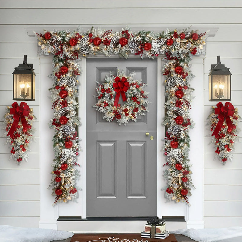 Flocked Christmas Wreath for Snowy Holiday Entryways