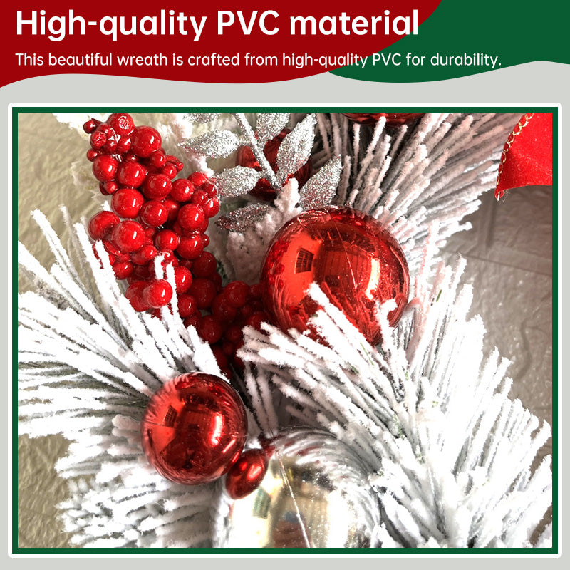 Flocked Christmas Wreath for Snowy Holiday Entryways