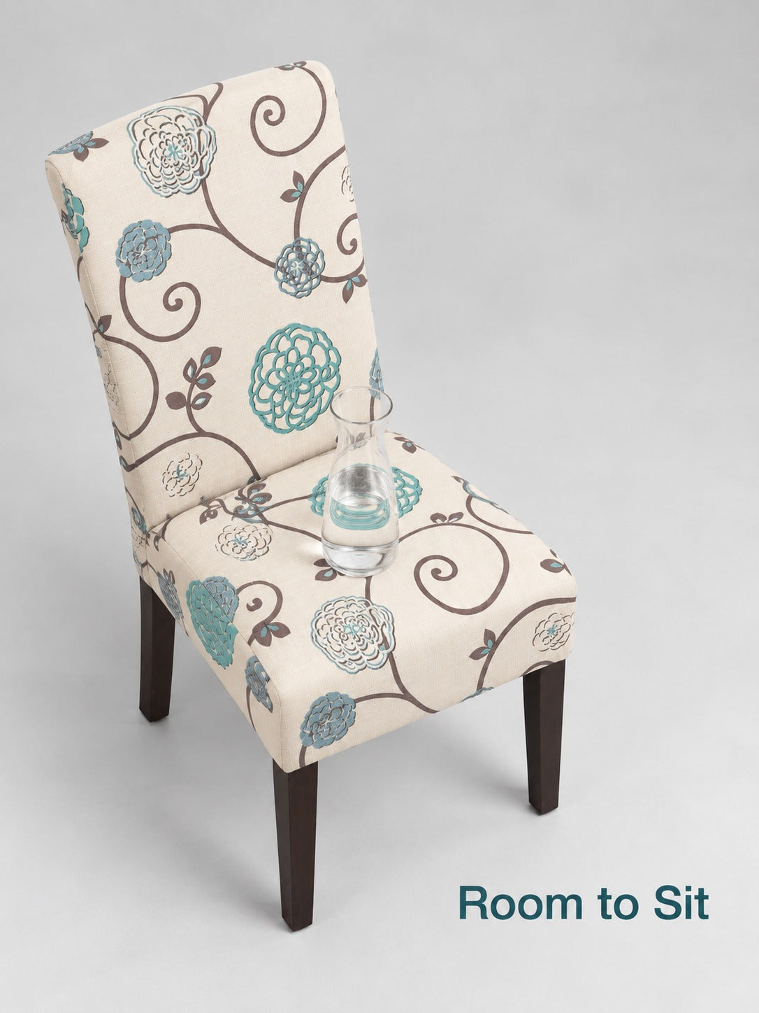 Floral Upholstered Dining Chair with High Back, Pair