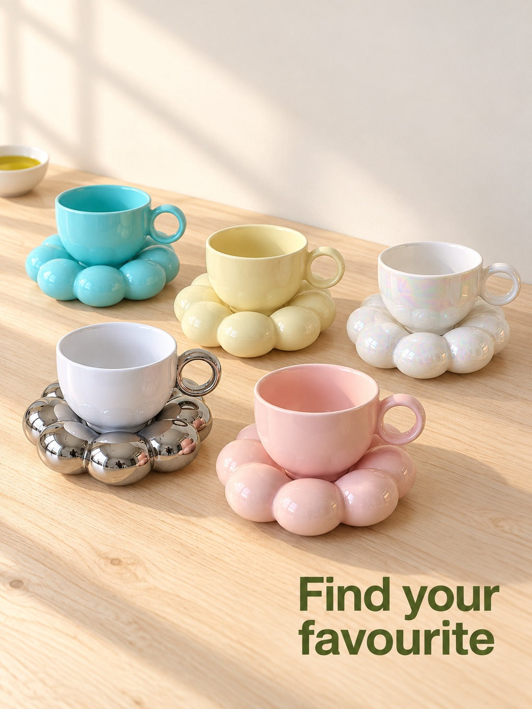 Flower Coffee Cup and Saucer Set, Ceramic Gift Box