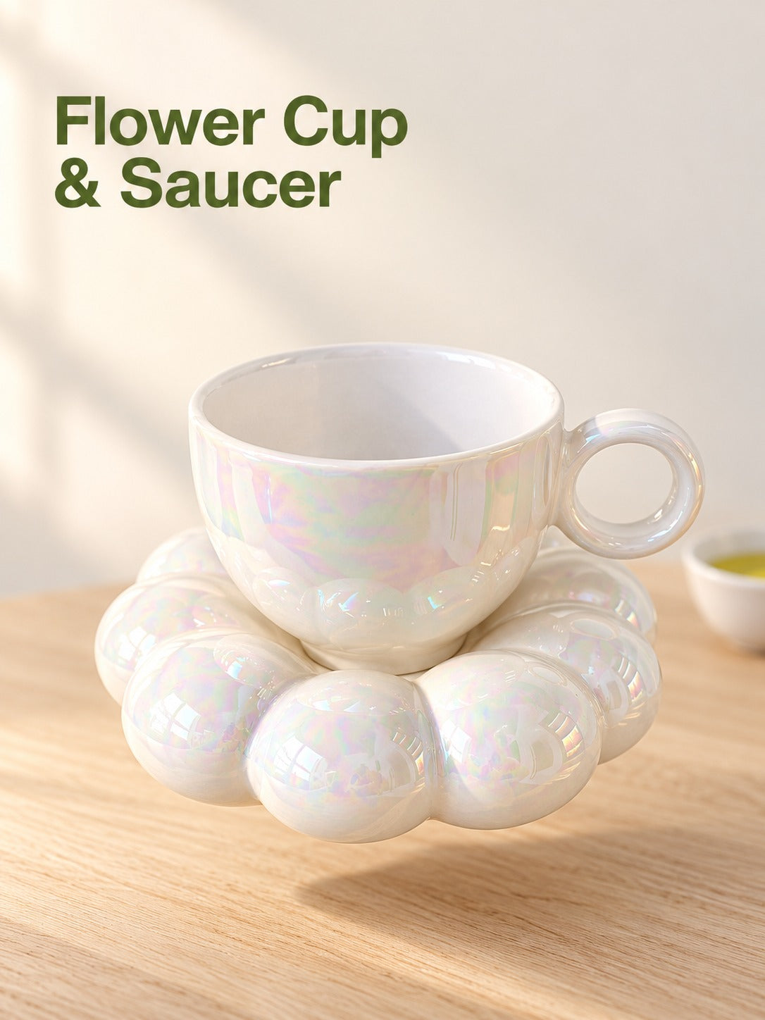 Flower Coffee Cup and Saucer Set, Ceramic Gift Box