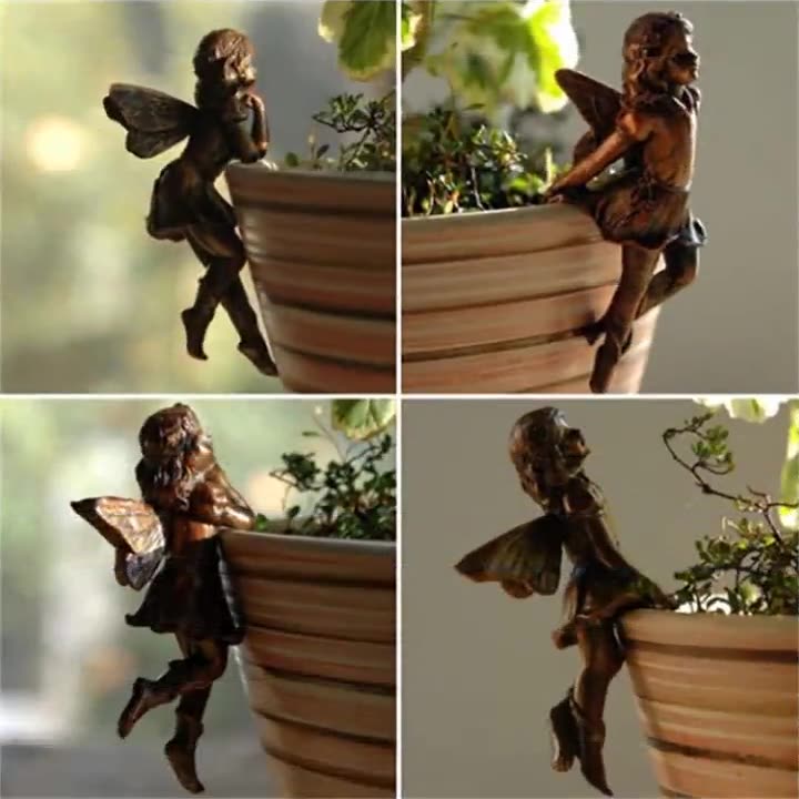 Fairy Pot Hanger – Whimsical Antique Bronze Garden Decor