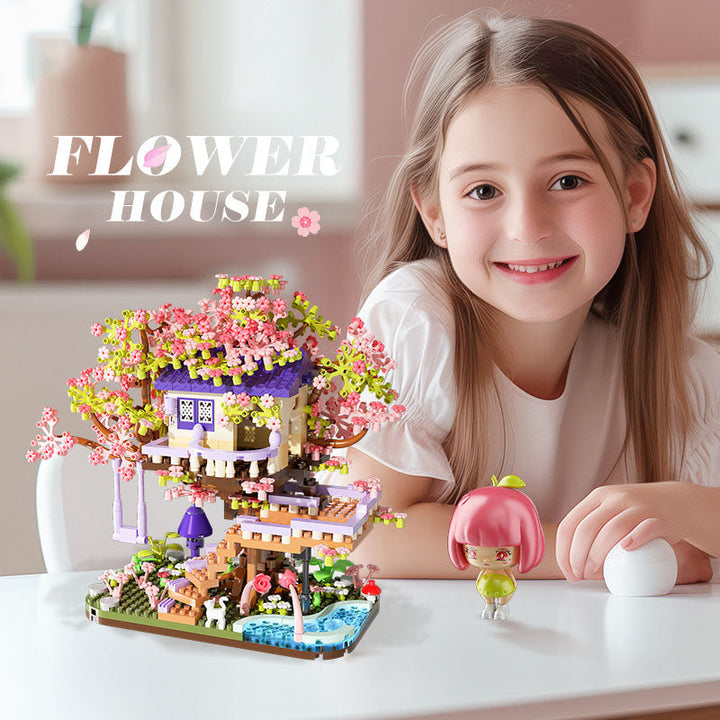 Flower House Building Blocks for Creative Display Decor