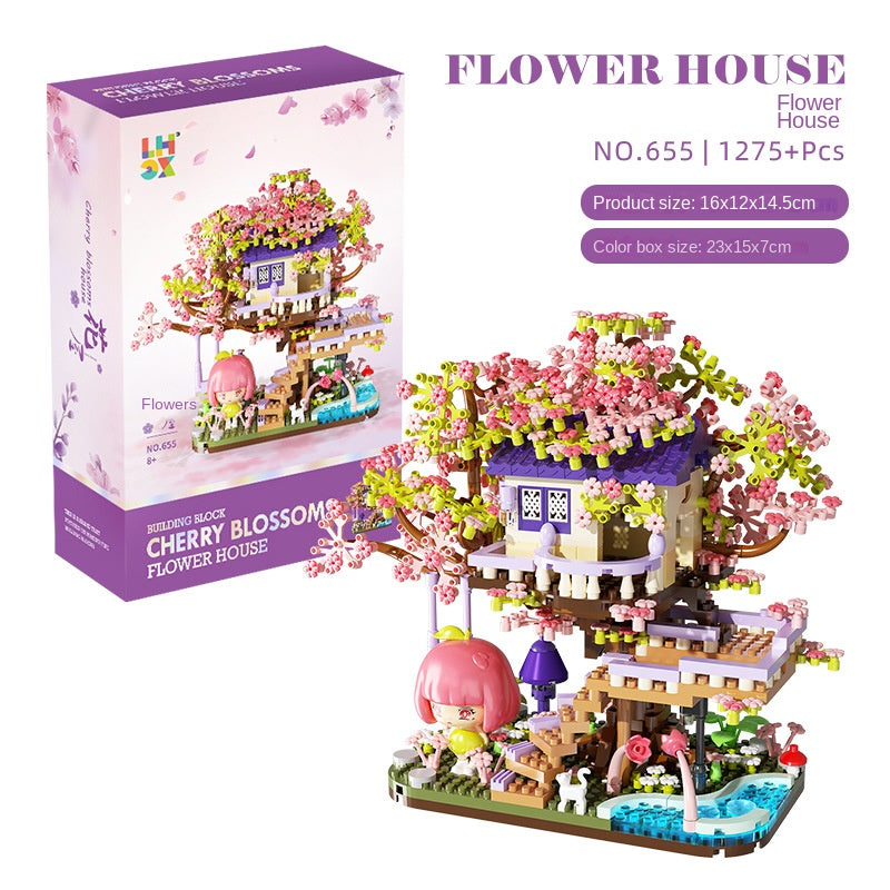 Flower House Building Blocks for Creative Display Decor