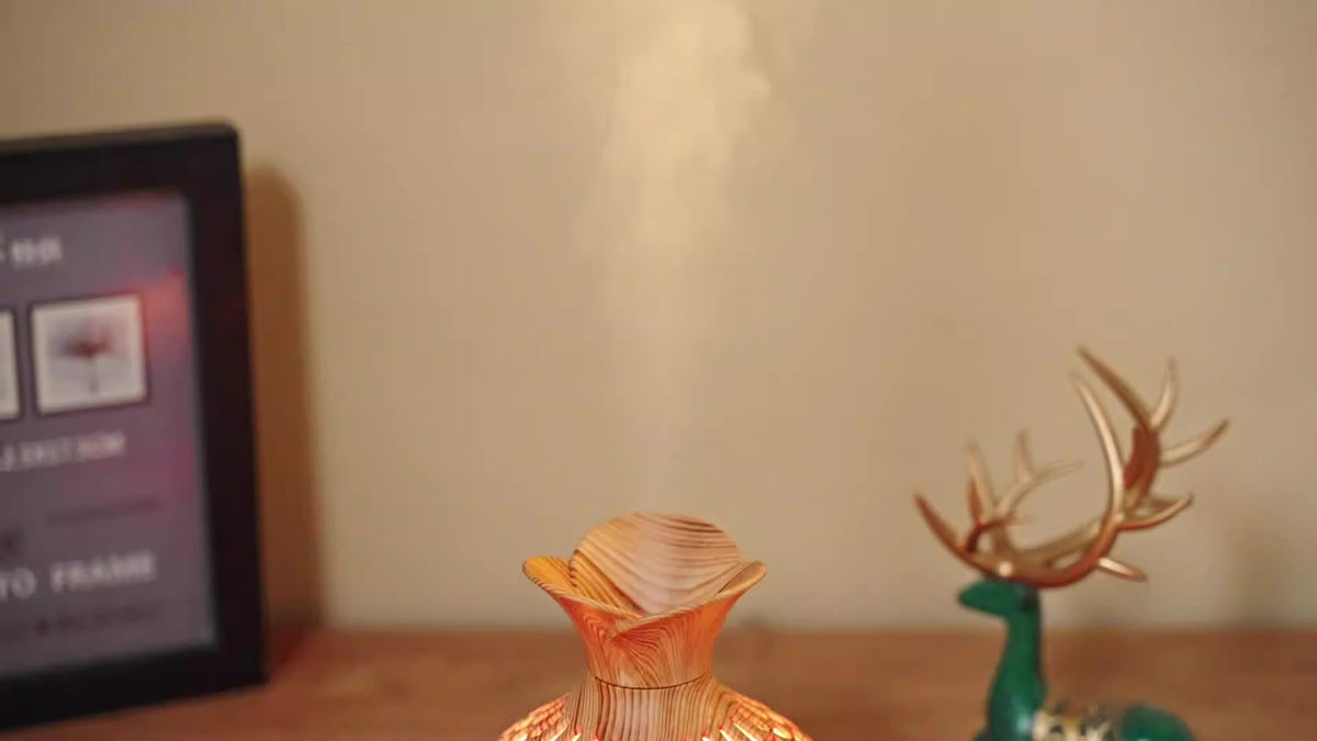 Wooden Flower Humidifier with LED Light for Your Desk