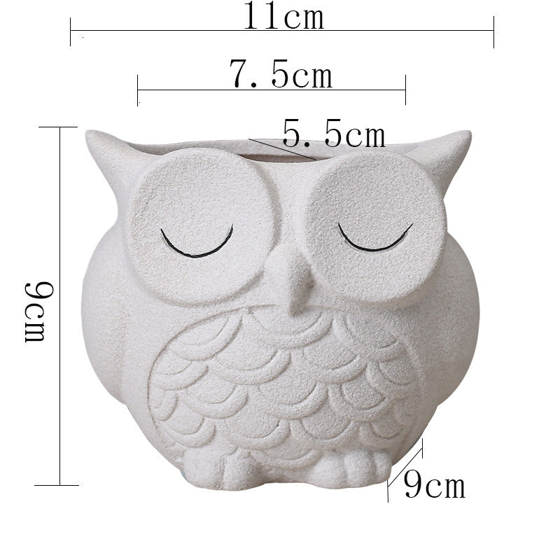 Ceramic Owl Planter for Small Indoor Plants & Succulents