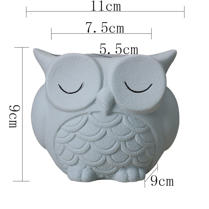 Ceramic Owl Planter for Small Indoor Plants & Succulents