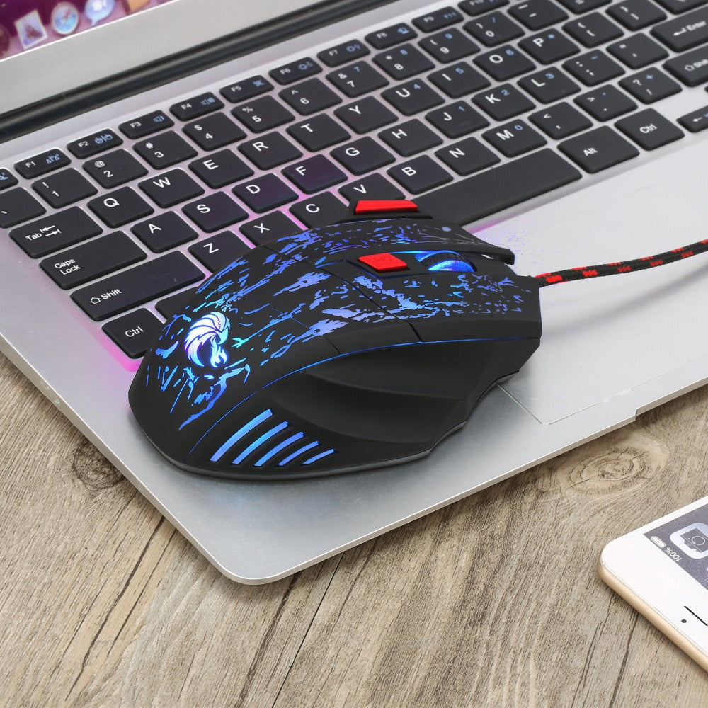 Wired RGB Gaming Mouse with a Glowing Crackle Shell