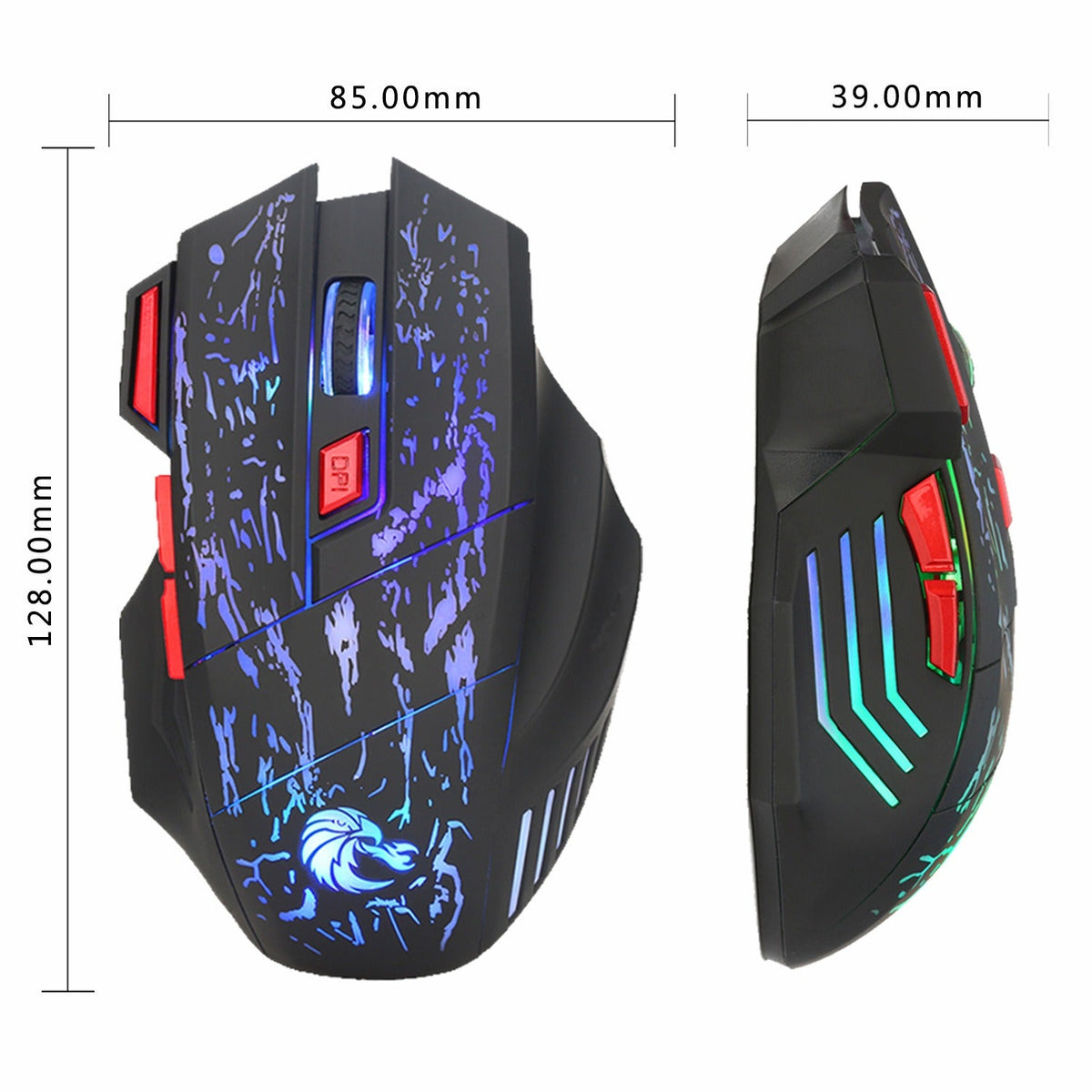 Wired RGB Gaming Mouse with a Glowing Crackle Shell