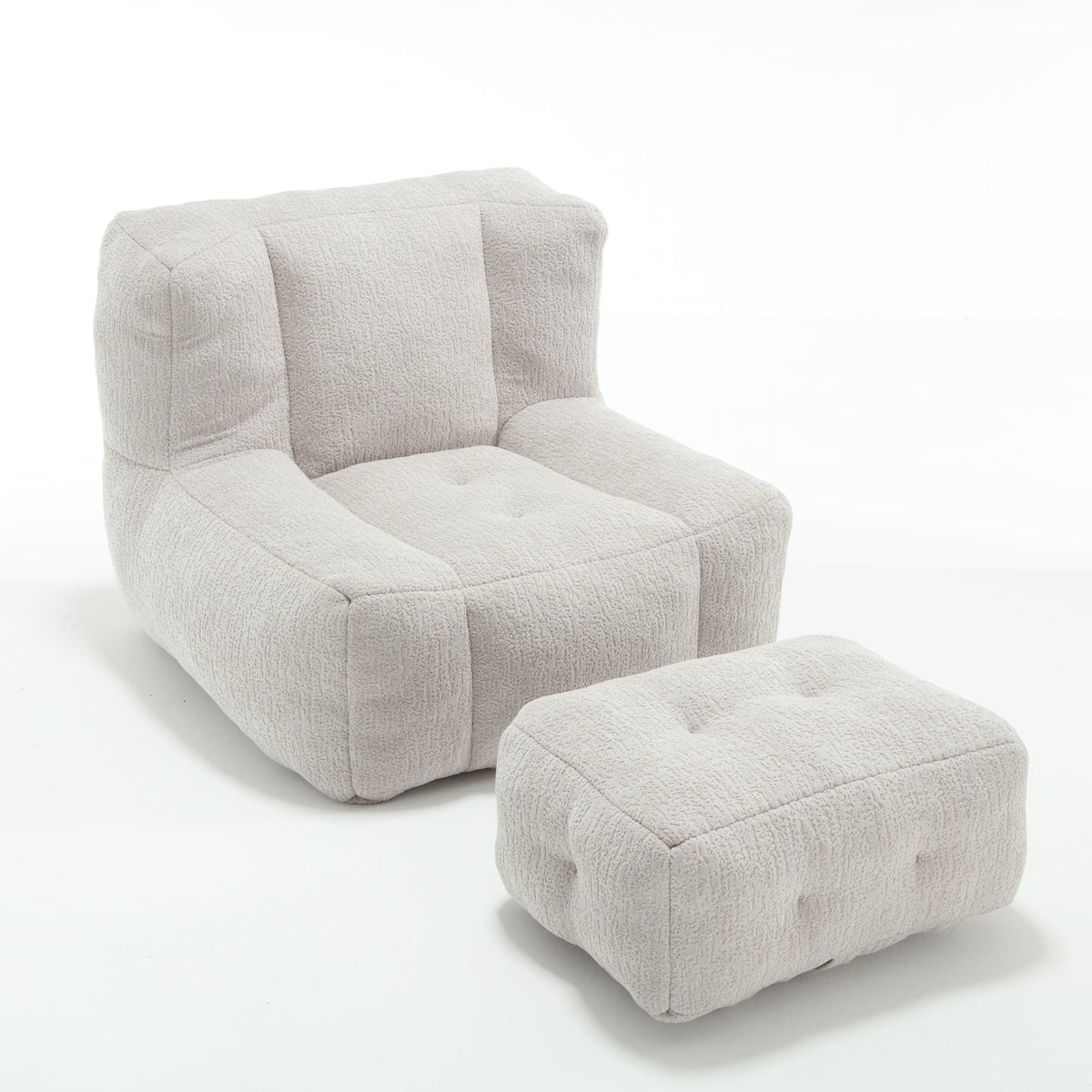 Memory Foam Bean Bag Chair Set with Matching Footstool