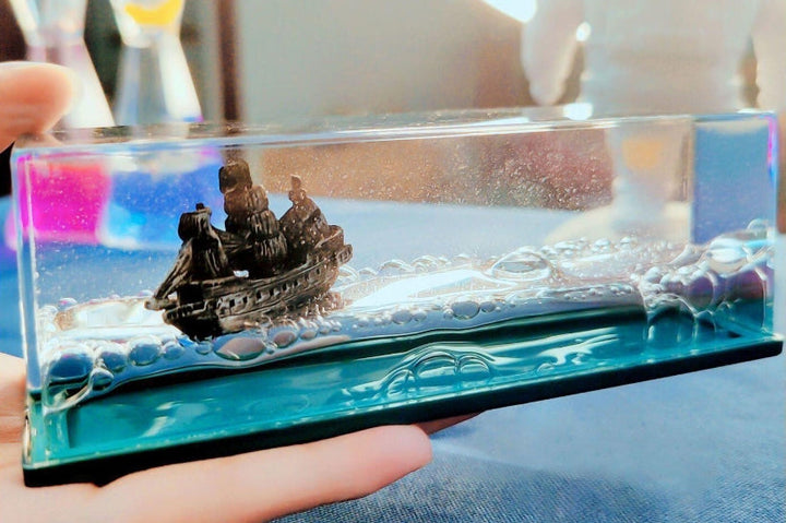 Floating Pirate Ship Ornament for Nautical Desktop Decor