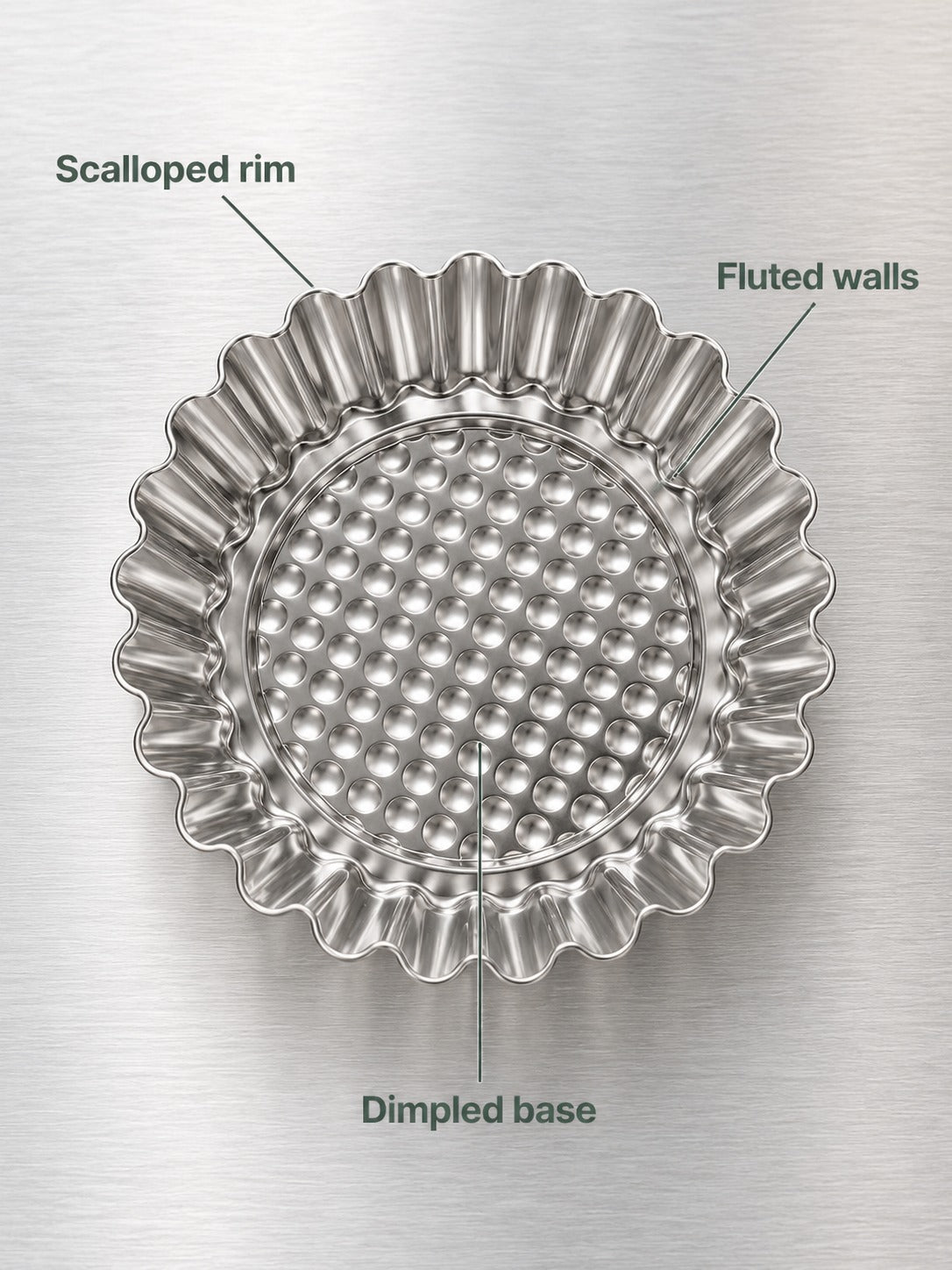 Fluted Stainless Steel Egg Tart Mold for Easy Release