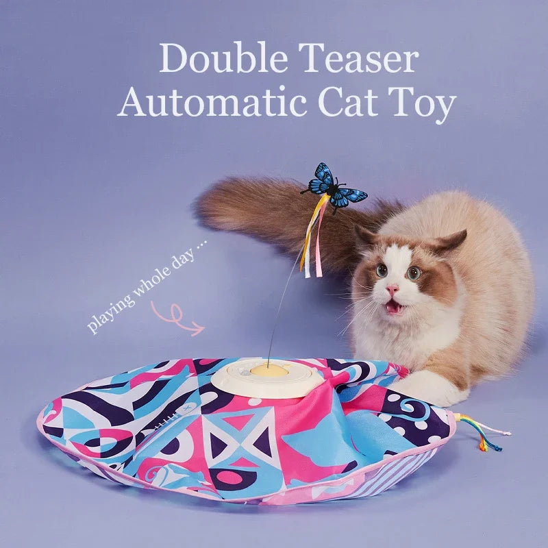 Interactive Butterfly Cat Toy With Automatic Double Teaser