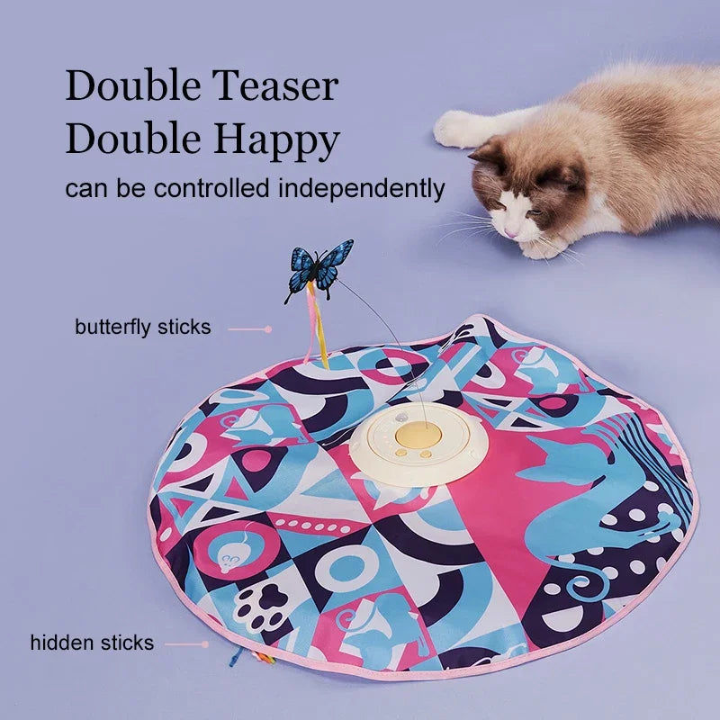 Interactive Butterfly Cat Toy With Automatic Double Teaser