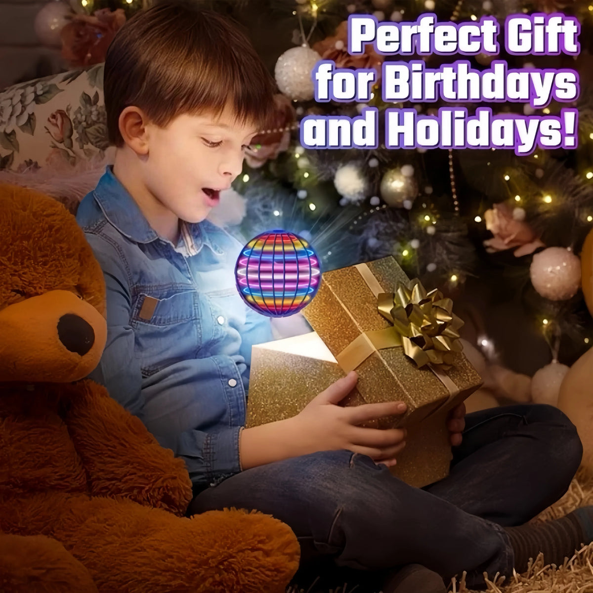 LED Flying Ball Toy With Automatic Return & Hover Play