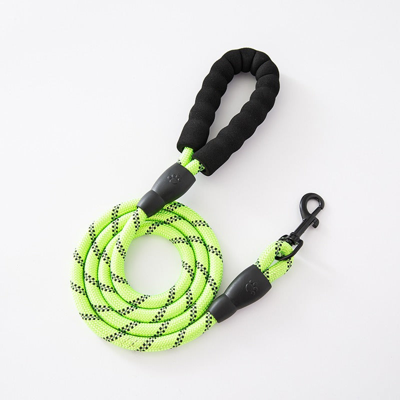 Reflective Rope Dog Leash with Comfortable Padded Grip
