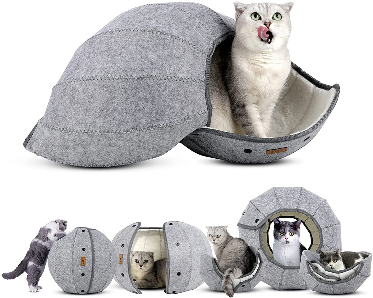 Foldable Cat Bed & Tunnel for Cozy Small-Space Comfort
