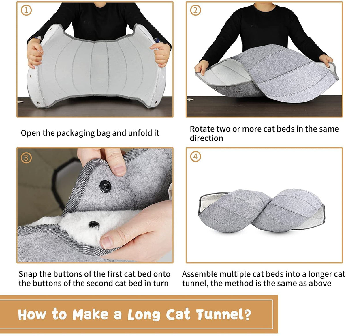 Foldable Cat Bed & Tunnel for Cozy Small-Space Comfort