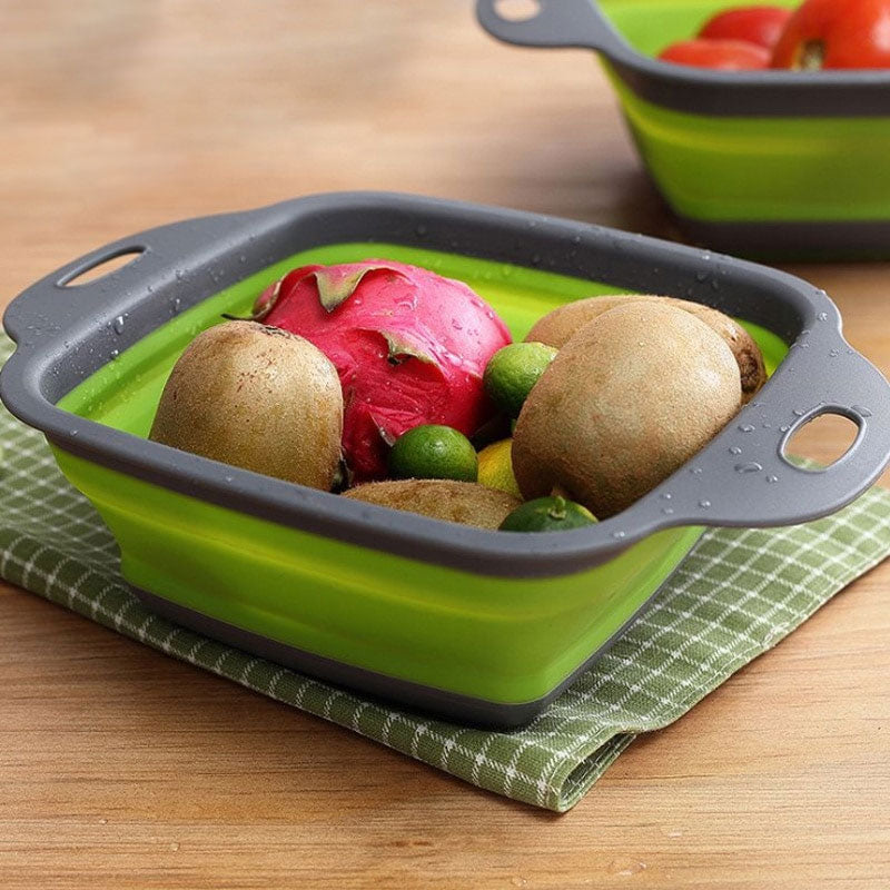Collapsible Silicone Colander: Rinse Produce, Fold Flat