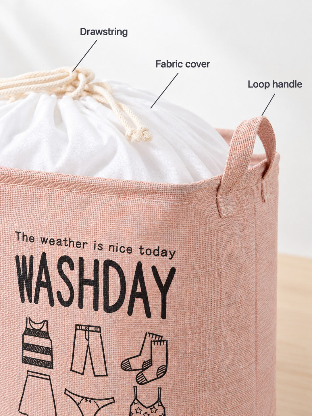 Foldable Laundry Basket with Drawstring Lid for Quilts
