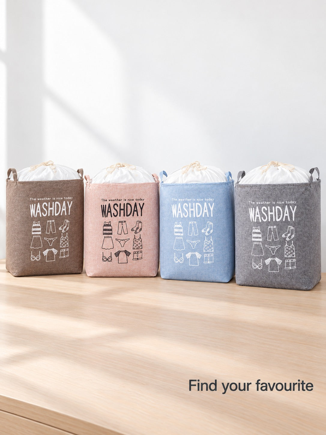 Foldable Laundry Basket with Drawstring Lid for Quilts