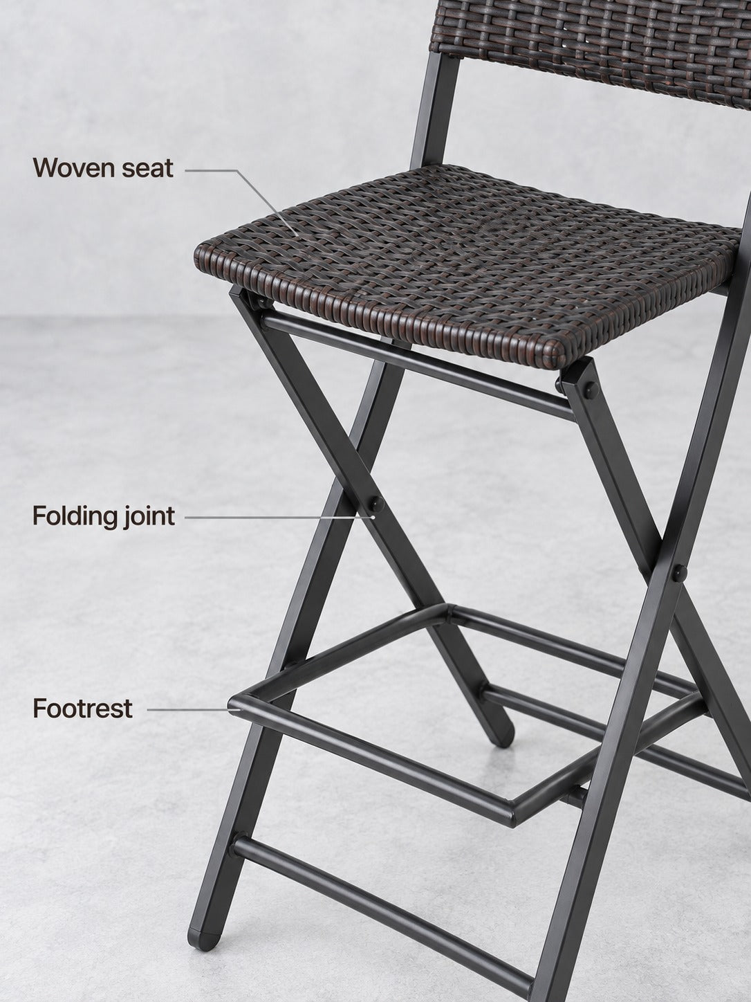 Foldable Outdoor Bar Stools: Faux Rattan Patio Set