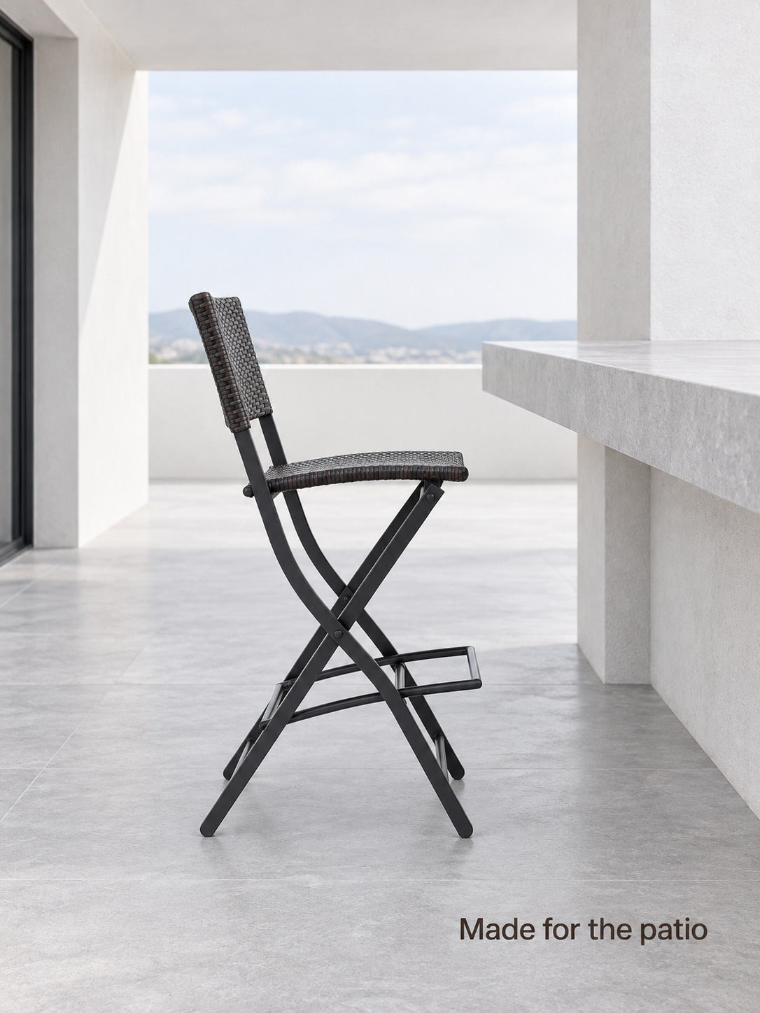 Foldable Outdoor Bar Stools: Faux Rattan Patio Set