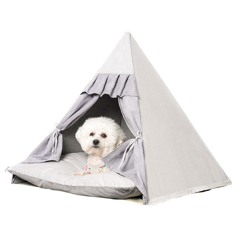 Foldable Pet Tent Bed With Built-In Plush Play Ball