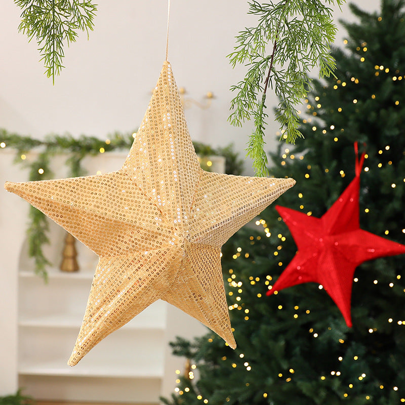 Christmas Tree Topper Star — Gold Sequin Holiday Glow