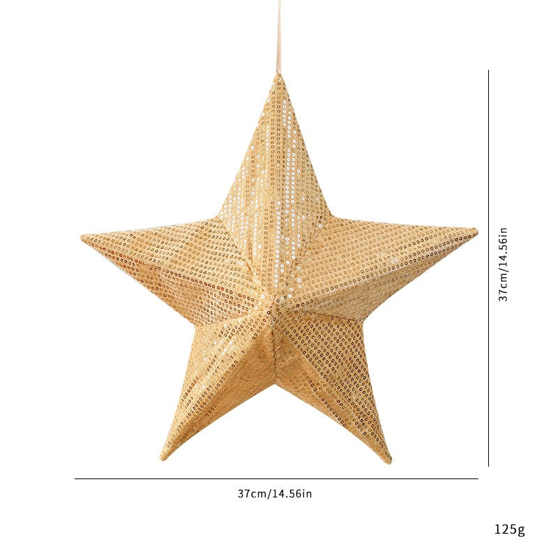 Christmas Tree Topper Star — Gold Sequin Holiday Glow