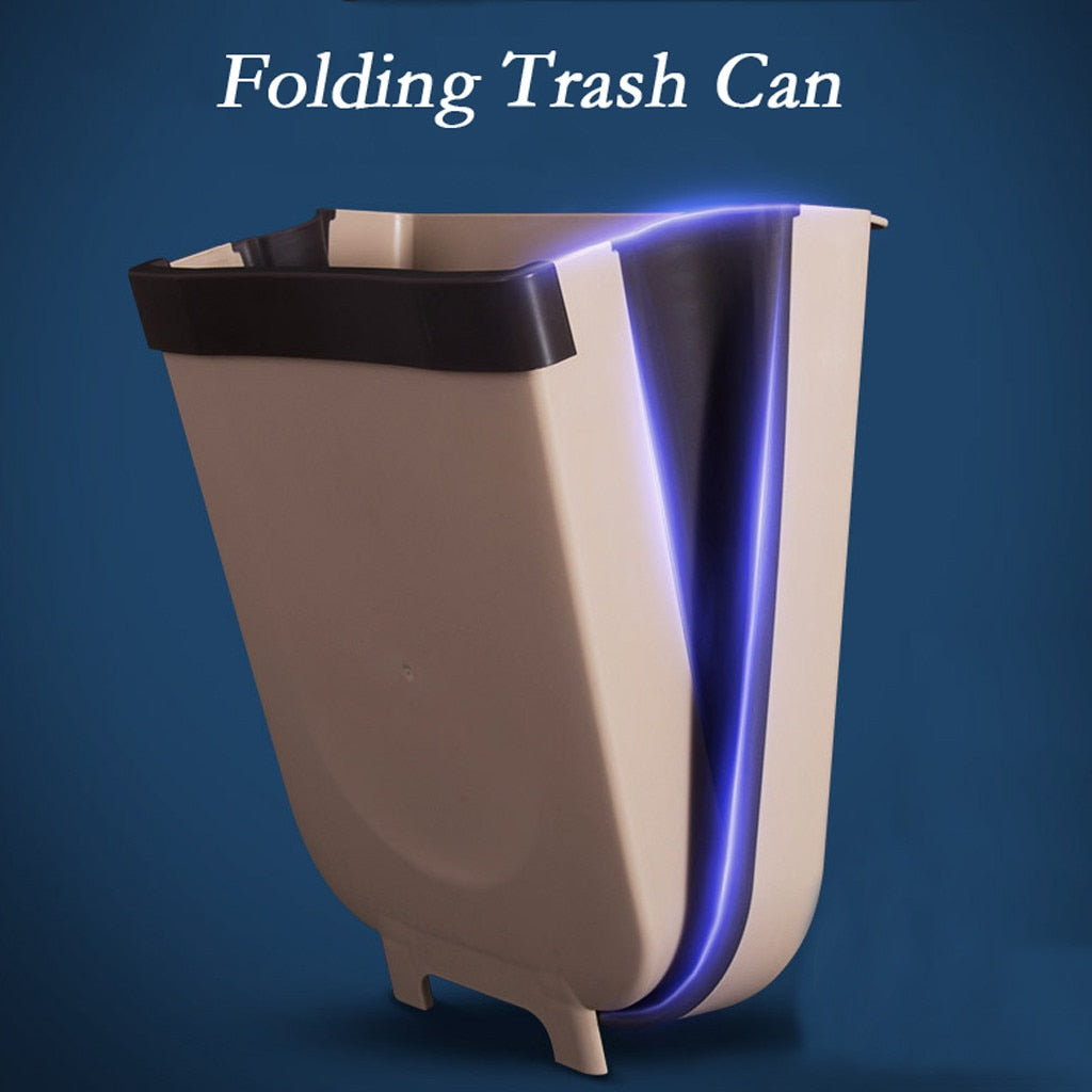 Folding Kitchen Trash Bin That Hangs on Cabinet Doors