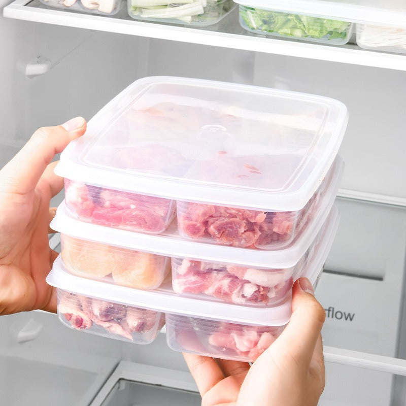 Stackable Divided Fridge Storage Box with Lid, 2-Pack