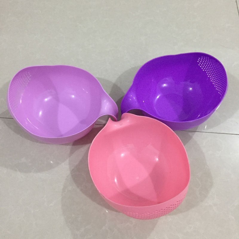 Rice Washing Bowl Strainer with Drain Mesh and Pour Handle