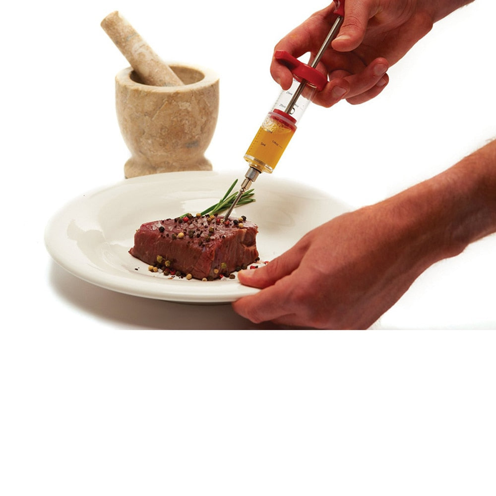 Meat Marinade Injector Syringe for Juicier BBQ Flavor