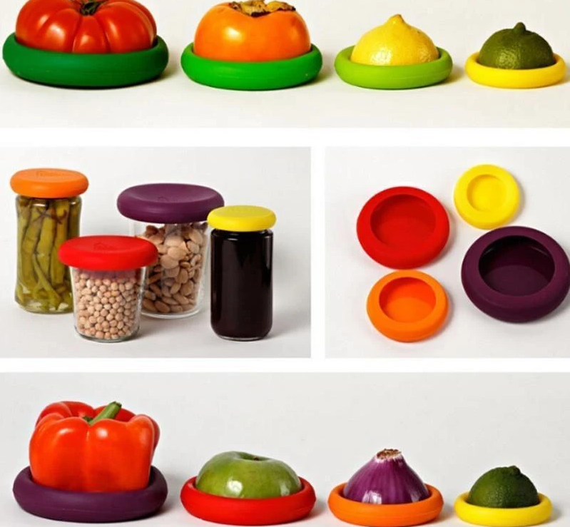 Reusable Silicone Food Covers for Cut Produce & Jars