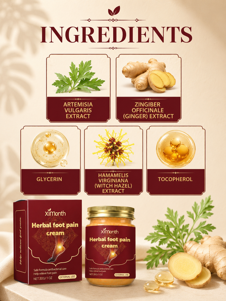 Herbal Foot Pain Relief Cream — Soothing Warmth for Tired Feet