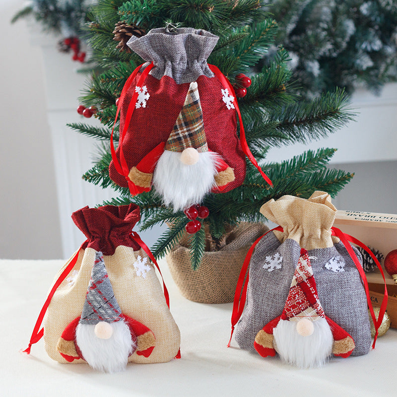 Christmas Gift Bag With Reusable Forest Man Decoration