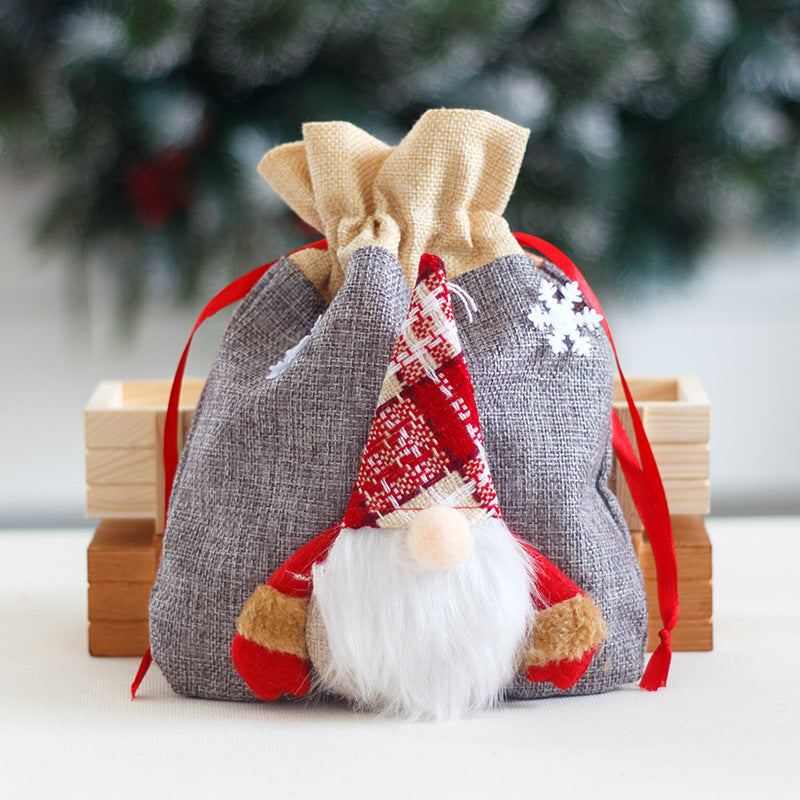 Christmas Gift Bag With Reusable Forest Man Decoration