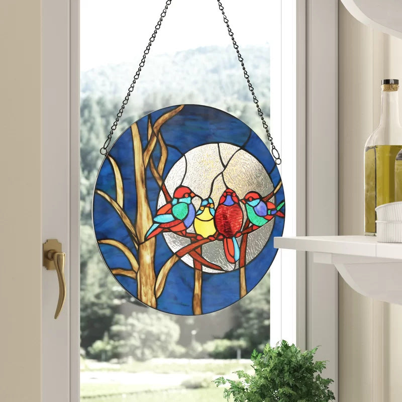 Stained Glass Bird Window Ornament for Colorful Decor