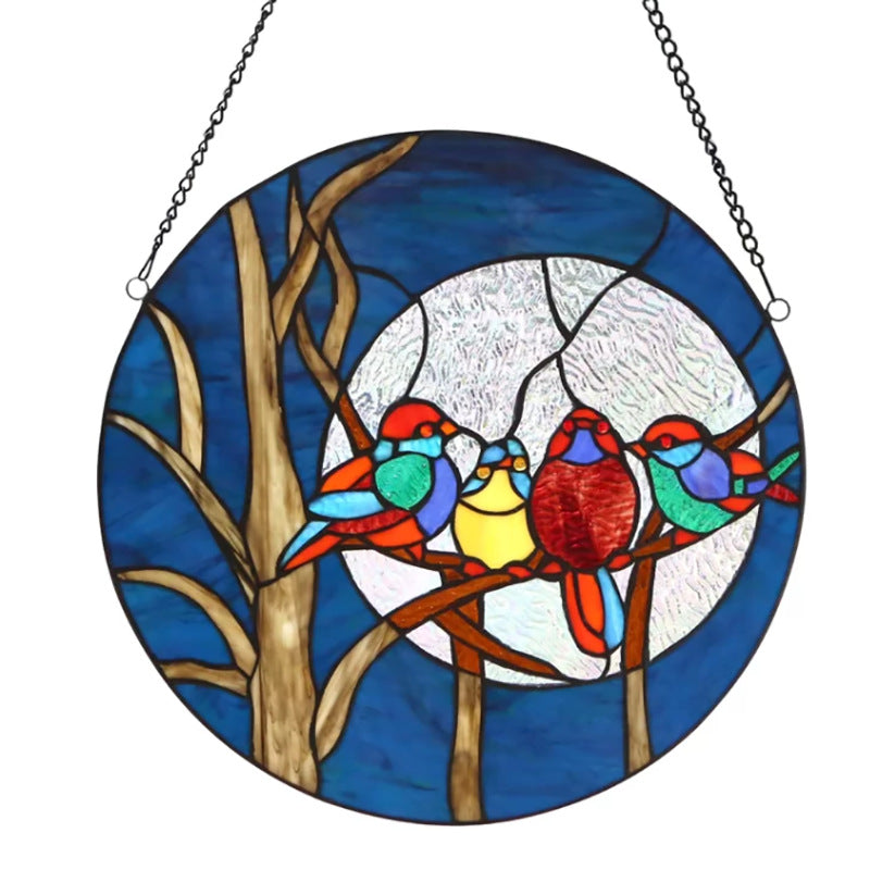 Stained Glass Bird Window Ornament for Colorful Decor
