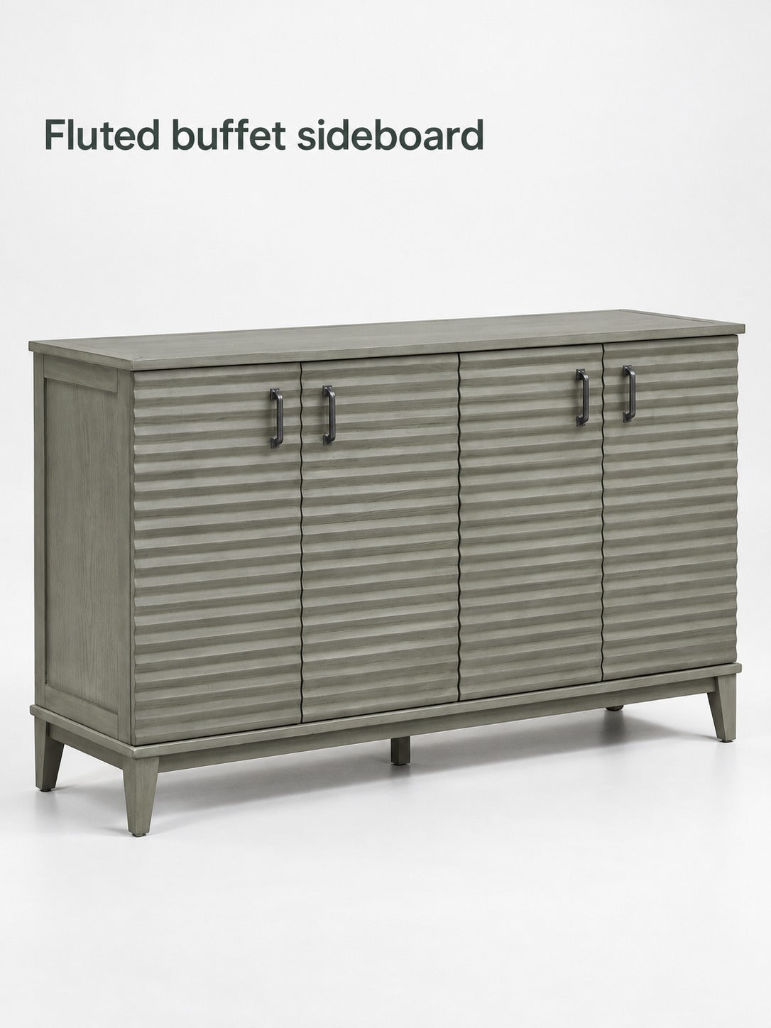 Four-Door Fluted Buffet Sideboard with Adjustable Shelves